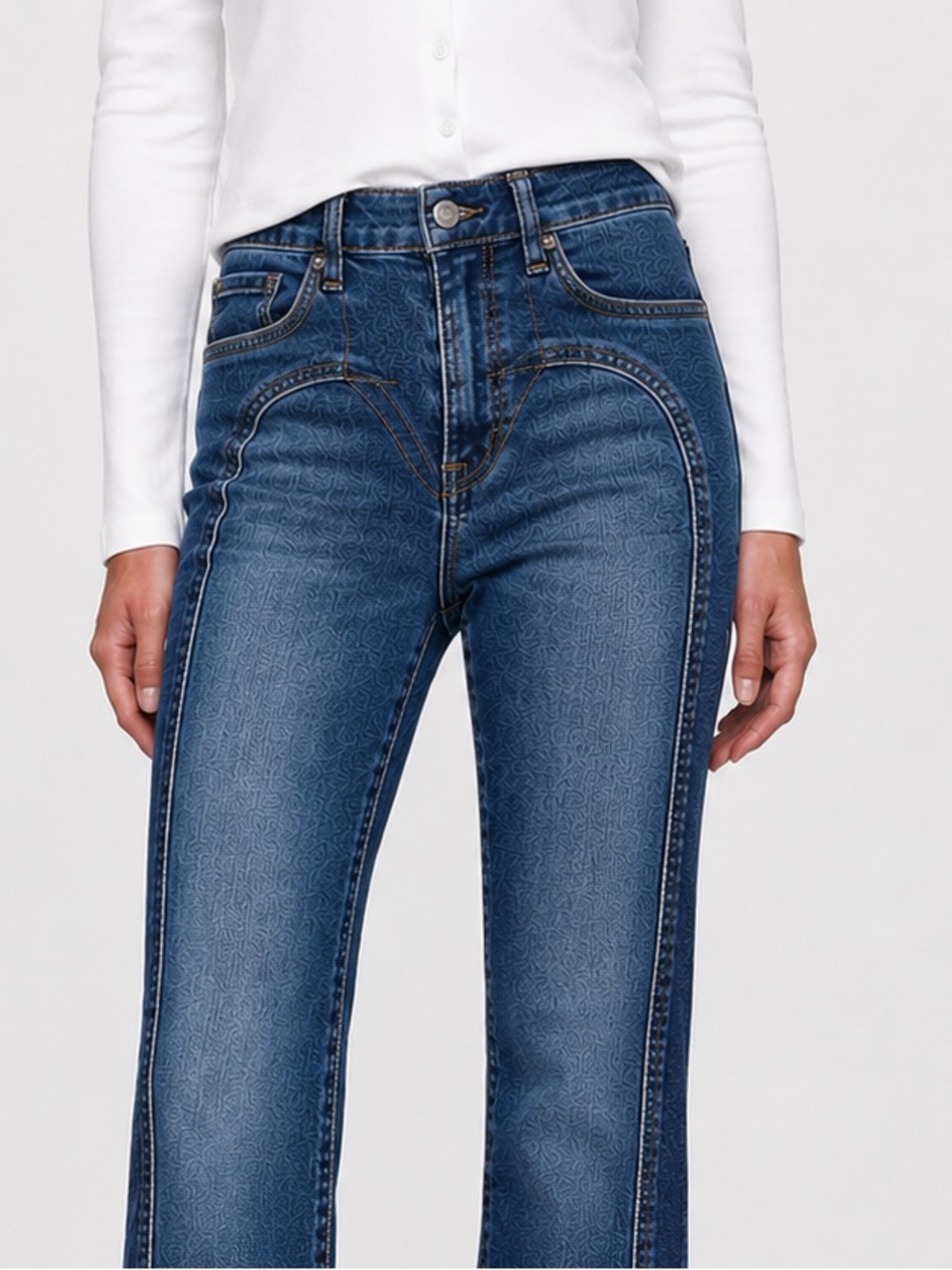 Gap 70s Flare High Rise Jeans with Chaps Stitch Detailing Size 28 - Picture 2 of 7